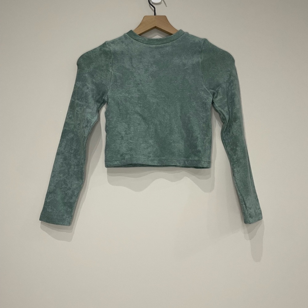 Dynamic terry cloth stretchy long sleeve crop top one size